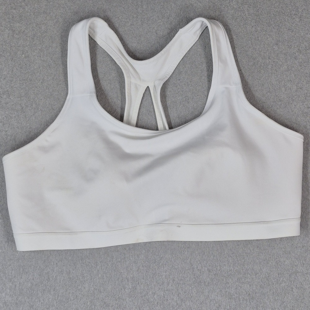 Avia Women Sports Bra 3XL White Wireless Mesh Racerback Lightly Lined